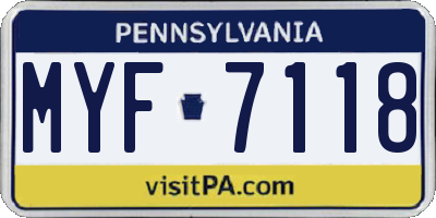 PA license plate MYF7118