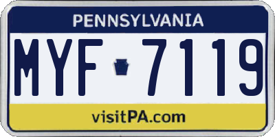 PA license plate MYF7119