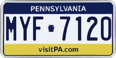PA license plate MYF7120