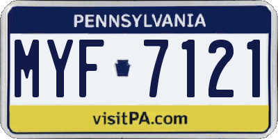 PA license plate MYF7121