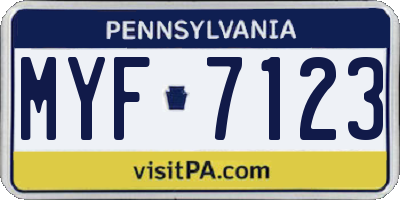 PA license plate MYF7123