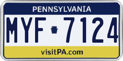 PA license plate MYF7124