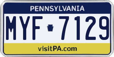 PA license plate MYF7129