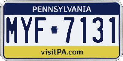 PA license plate MYF7131