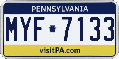 PA license plate MYF7133