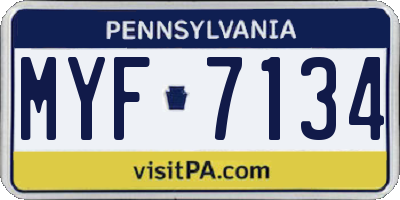 PA license plate MYF7134