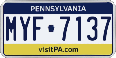 PA license plate MYF7137