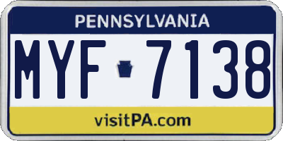 PA license plate MYF7138