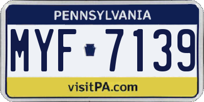 PA license plate MYF7139
