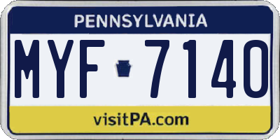 PA license plate MYF7140