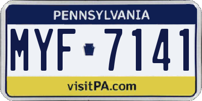 PA license plate MYF7141