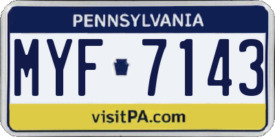 PA license plate MYF7143