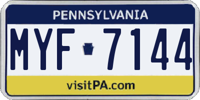 PA license plate MYF7144