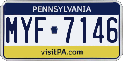 PA license plate MYF7146