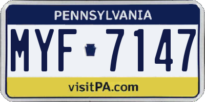 PA license plate MYF7147