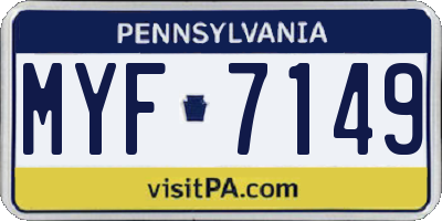 PA license plate MYF7149