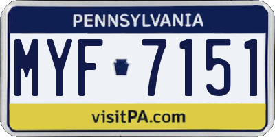 PA license plate MYF7151