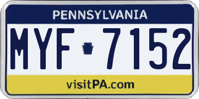 PA license plate MYF7152