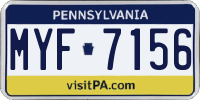 PA license plate MYF7156