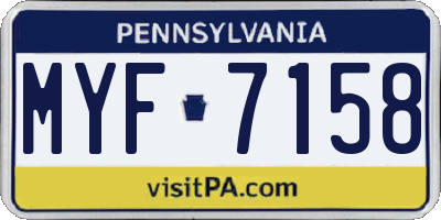 PA license plate MYF7158