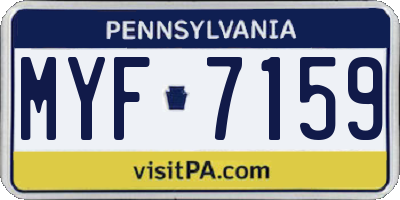 PA license plate MYF7159