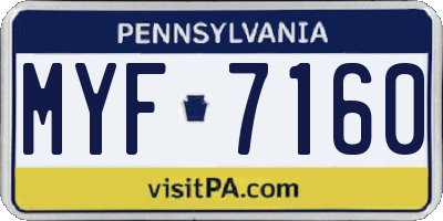 PA license plate MYF7160