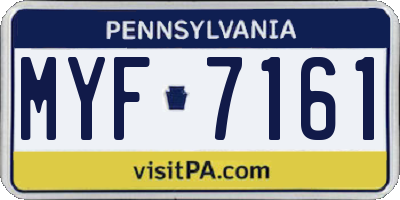 PA license plate MYF7161