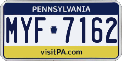 PA license plate MYF7162