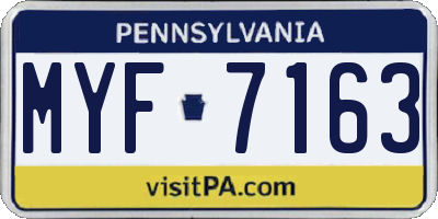 PA license plate MYF7163