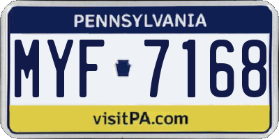 PA license plate MYF7168