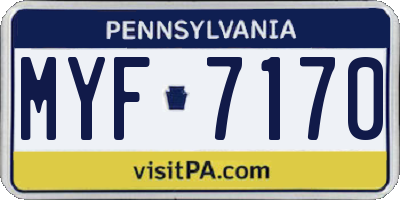 PA license plate MYF7170