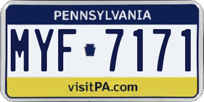 PA license plate MYF7171