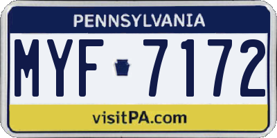 PA license plate MYF7172
