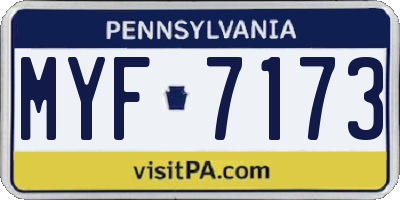 PA license plate MYF7173