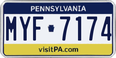 PA license plate MYF7174