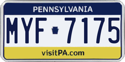 PA license plate MYF7175