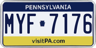 PA license plate MYF7176