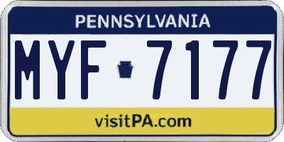 PA license plate MYF7177