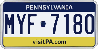 PA license plate MYF7180