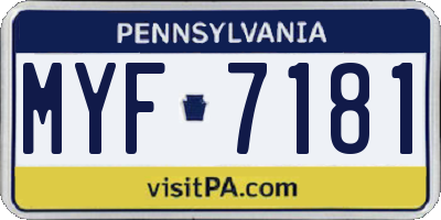 PA license plate MYF7181