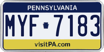 PA license plate MYF7183