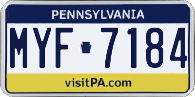 PA license plate MYF7184