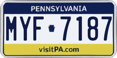 PA license plate MYF7187