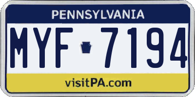 PA license plate MYF7194