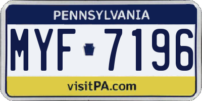PA license plate MYF7196