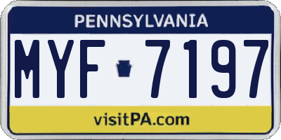 PA license plate MYF7197