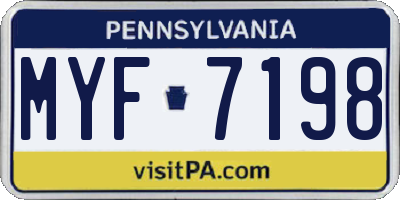 PA license plate MYF7198