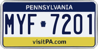 PA license plate MYF7201
