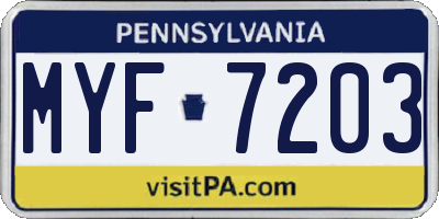 PA license plate MYF7203