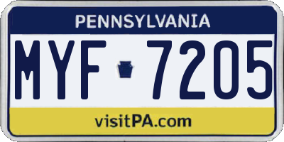 PA license plate MYF7205